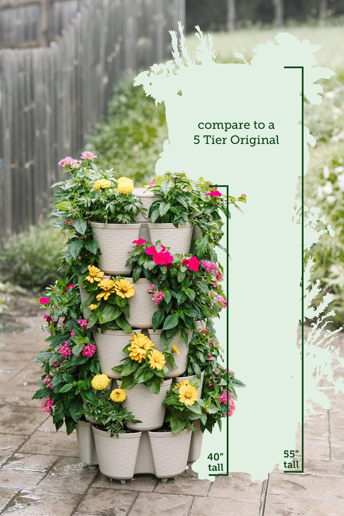 5 Tier GreenStalk Leaf Vertical Planter | Evergreen (Basic Texture) 
